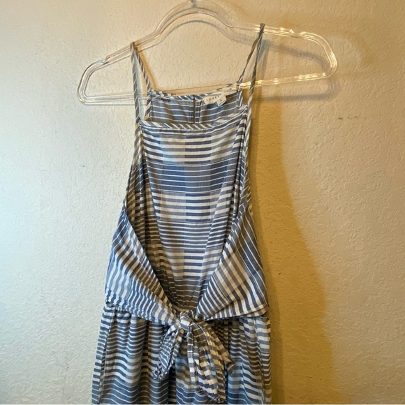 Lovestitch Wide Leg Striped Boho Romper Jumpsuit w/Front Tie Pockets 100% Cotton - Picture 3 of 15